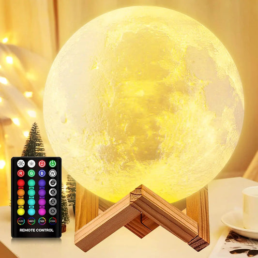 3D Moon Lamp – 16-Color LED Night Light