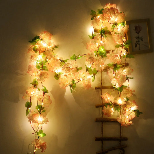 Cherry Blossom LED Vine Lights – Decorative Flower Garland